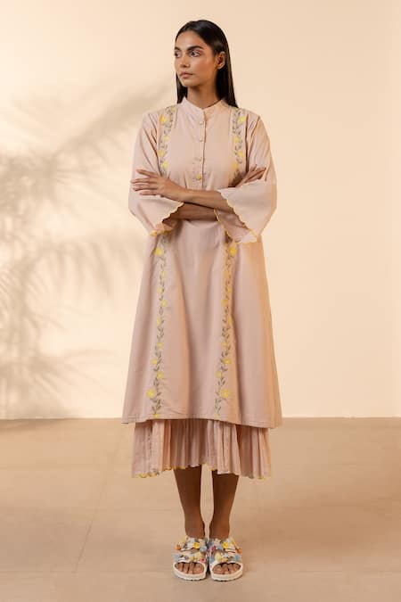 Ourdve Bloomberry Embroidered Tunic With Tiered Dress 