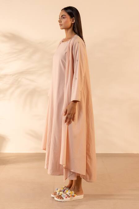 Buy_Ourdve_Pink Cotton Embroidery Open Neck Saffron Sky Shrug _Online_at_Aza_Fashions