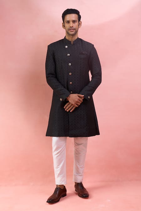 Arihant Rai Sinha Jacquard Sherwani & Polo Pant Set 