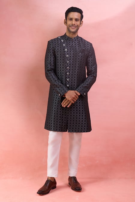 Arihant Rai Sinha Jacquard Sherwani & Polo Pant Set 