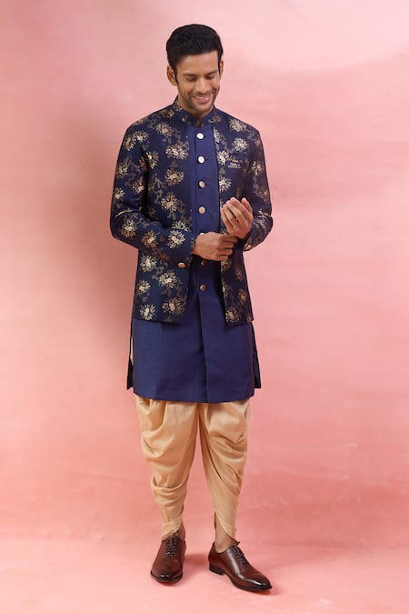 Arihant Rai Sinha Jacquard Jacket Sherwani & Peshawari Pant Set 
