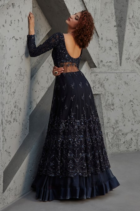 Jigar Mali Embroidered Anarkali & Lehenga Set 