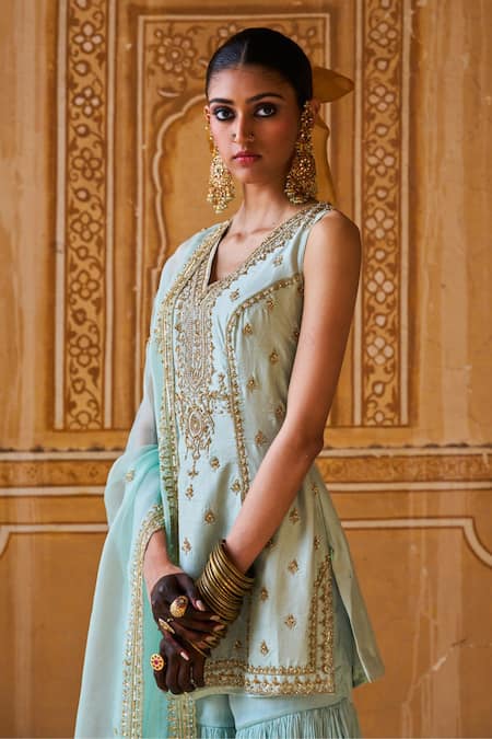 Jigar Mali Embroidered Kurta Gharara & Dupatta Set 