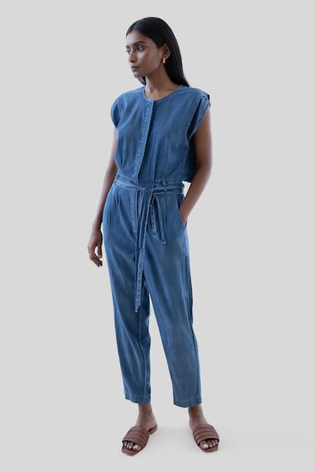 Reistor Denim Jumpsuit With Detachable Belt 
