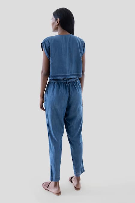 Reistor Denim Jumpsuit With Detachable Belt 