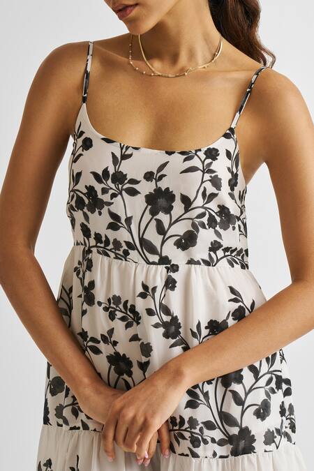 Shop_Reistor_White Crepe Square Neck Vines And Twirls Floral Tiered Maxi Dress _Online_at_Aza_Fashions