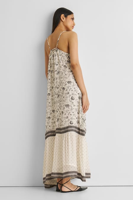 Reistor Wildflower & Dot Print Crepe Maxi Dress 