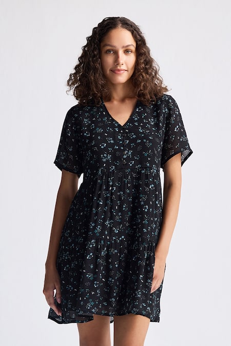 Reistor Ditzy Wildflowers Flared Sleeve Tiered Dress 