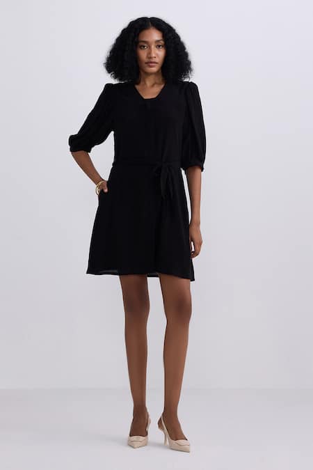 Reistor Crepe Puff Sleeve Dress 