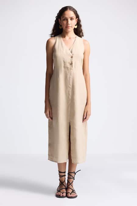 Reistor V-Neck Sleeveless Button-Front Dress 