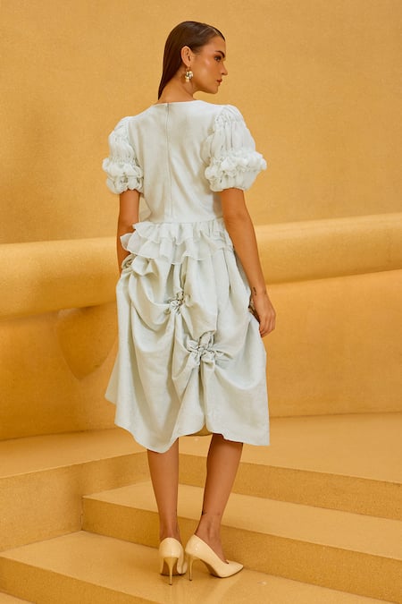 Therealb Jacquard Ruffle Top & Gathered Skirt Set 