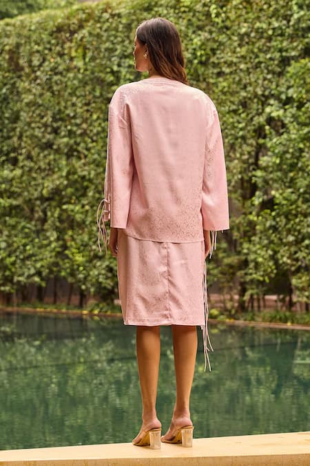 Therealb Jacquard Pattern Top & Skirt Set 