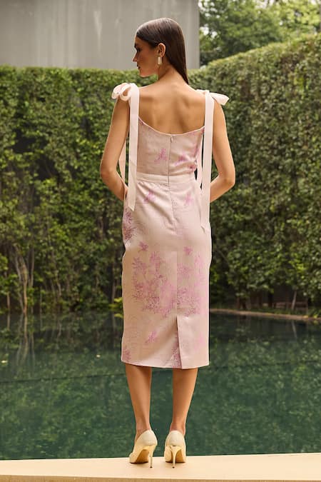 Therealb Jacquard Floral Midi Dress  