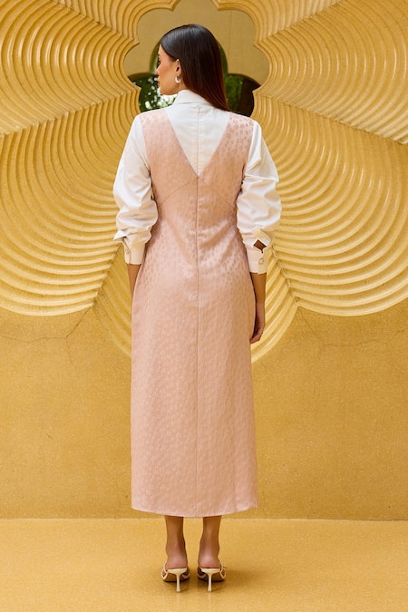 Therealb Jacquard V-Neck Midi Dress 