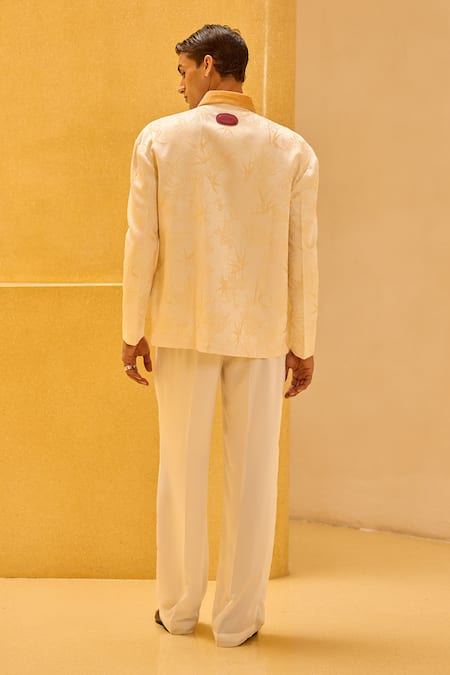 Therealb Jacquard Bamboo Motif Zip-Up Jacket 