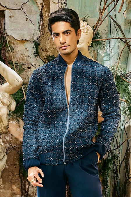 Varun Chakkilam Regal Horizon Embroidered Bomber Jacket With Pant 