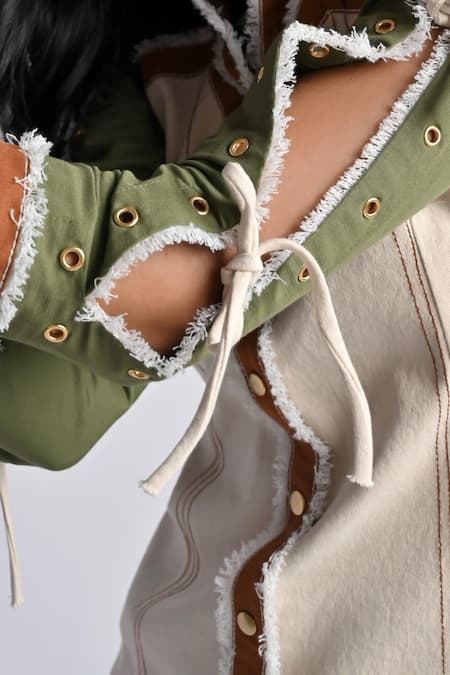 Shop_Veera Wear_Multi Color Cotton, Denim Collared Sundowner Mirage Dress _Online_at_Aza_Fashions