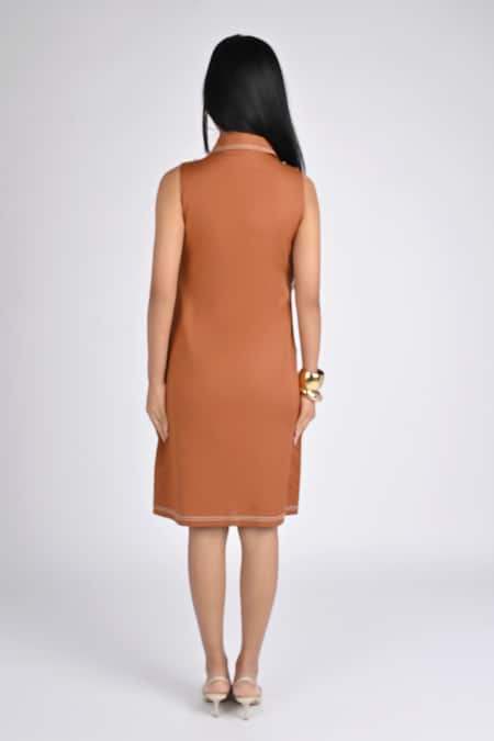 Veera Wear Terracotta Chevron Zip Dress 