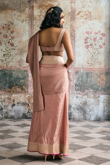 SAANJH BY LEA Sia Banarasi Silk Pre-Draped Saree & Blouse Set 