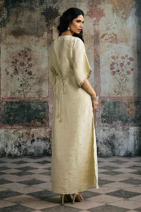 SAANJH BY LEA Sitara Ivory Hand Embroidery Kaftan 