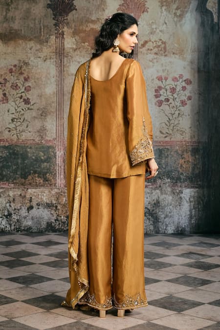 SAANJH BY LEA Saima Mustard Embroidered Kurta Set 