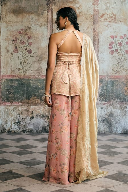 SAANJH BY LEA Aleena Banarasi Brocade Kurta Floral Sharara Set 