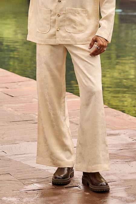 Therealb_Ivory Jacquard Shirt And Pant Set _Online_at_Aza_Fashions