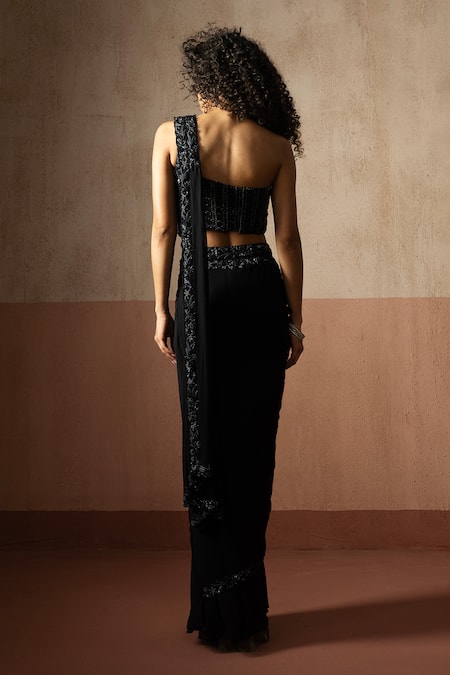 Quench A Thirst Embroidered Pre-Draped Saree & Blouse Set 