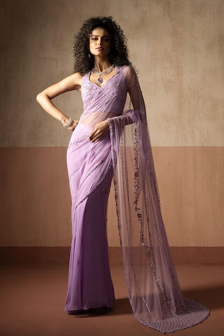 Quench A Thirst Embroidered Pre-Draped Saree & Blouse Set 