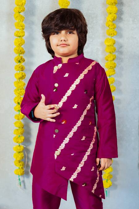 JILMIL DREAMWEAR_Pink Cotton, Silk Embroidery Floral Pattern Kurta And Pant Set _Online_at_Aza_Fashions