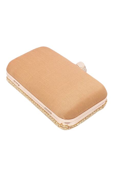 Nazaakat By Samara Singh_Gold Beads, Rhinestones Beaded Checkered Clutch _Online_at_Aza_Fashions