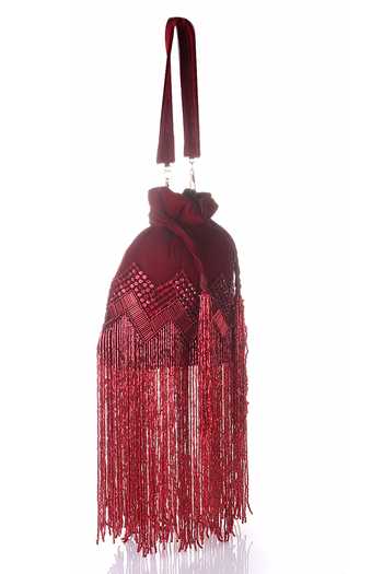 Shop Nazaakat By Samara Singh Red Beads, Sequins, Tassels Beaded Fringe And Potli Online at Aza Fashions Shop_Nazaakat By Samara Singh_Red Beads, Sequins, Tassels Beaded Fringe And Potli _Online_at_Aza_Fashions