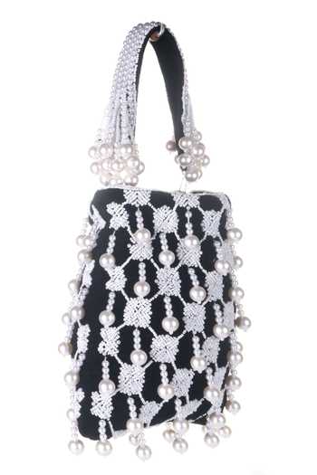 Nazaakat By Samara Singh_Black Beads, Pearls And Embellished Potli _Online_at_Aza_Fashions