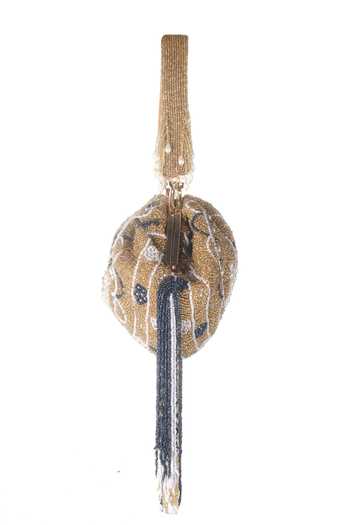 Nazaakat By Samara Singh_Gold Beads, Pearls, Tassels Beaded Floral And Fringe Batua Bag _Online_at_Aza_Fashions