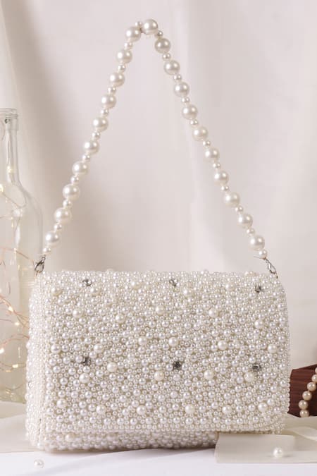 Nazaakat By Samara Singh Pearl Embellished Flap Bag 