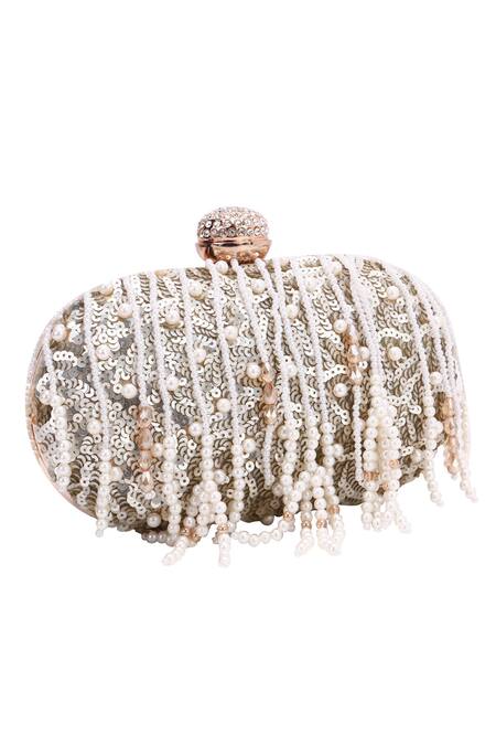 Nazaakat By Samara Singh_Gold Sequins, Pearls, Rhinestones, Beads And Embellished Clutch _at_Aza_Fashions