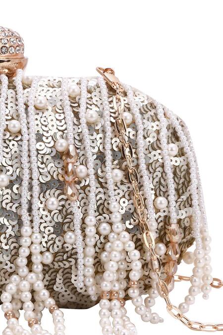 Shop_Nazaakat By Samara Singh_Gold Sequins, Pearls, Rhinestones, Beads And Embellished Clutch 