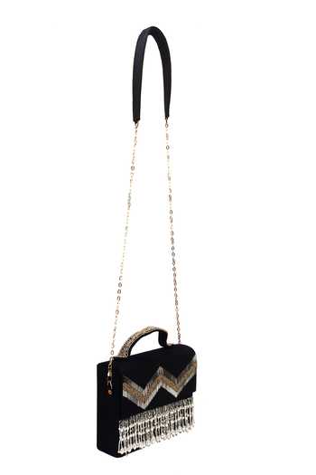 Buy Nazaakat By Samara Singh Black Beads, Pearls, Fringe Zigzag Beaded And Embellished Flap Bag Online at Aza Fashions Buy_Nazaakat By Samara Singh_Black Beads, Pearls, Fringe Zigzag Beaded And Embellished Flap Bag _Online_at_Aza_Fashions