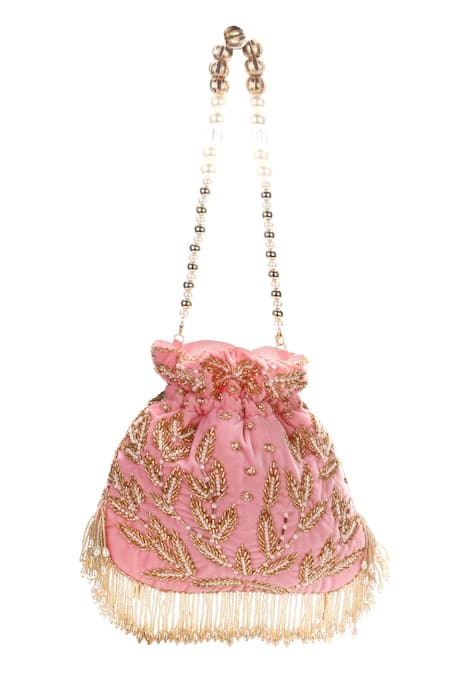 Nazaakat By Samara Singh Embroidered Leaf Motif Potli  