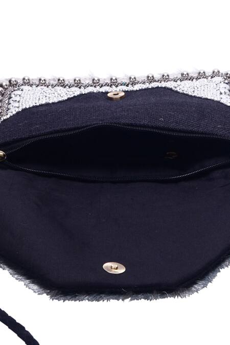 Buy_Nazaakat By Samara Singh_Silver Beads, Sequins, Embroidery, Tassels Coin And Boho Bag_Online_at_Aza_Fashions