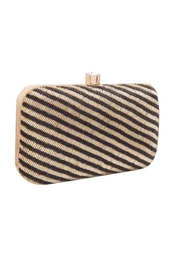 Buy Nazaakat By Samara Singh Black Beads, Crystals Striped Beaded Clutch Buy_Nazaakat By Samara Singh_Black Beads, Crystals Striped Beaded Clutch