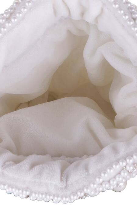 Shop Nazaakat By Samara Singh White Pearls, Beads, Tassels And Embellished Potli Bag Online at Aza Fashions Shop_Nazaakat By Samara Singh_White Pearls, Beads, Tassels And Embellished Potli Bag _Online_at_Aza_Fashions