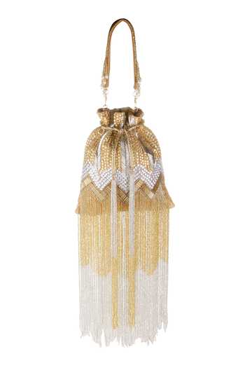 Buy_Nazaakat By Samara Singh_Gold Beads, Sequins, Tassels, Pearls Beaded Chevron Pattern Potli Bag _Online_at_Aza_Fashions