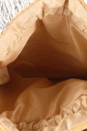 Shop_Nazaakat By Samara Singh_Gold Beads, Sequins, Tassels, Pearls Beaded Chevron Pattern Potli Bag _Online_at_Aza_Fashions