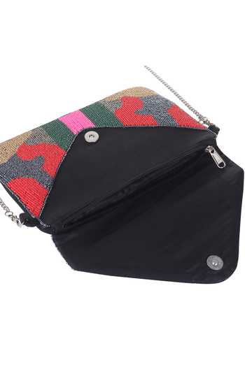 Shop Nazaakat By Samara Singh Multi Color Beads, Embroidery Beaded Bee Motif Clutch Bag Online at Aza Fashions Shop_Nazaakat By Samara Singh_Multi Color Beads, Embroidery Beaded Bee Motif Clutch Bag _Online_at_Aza_Fashions