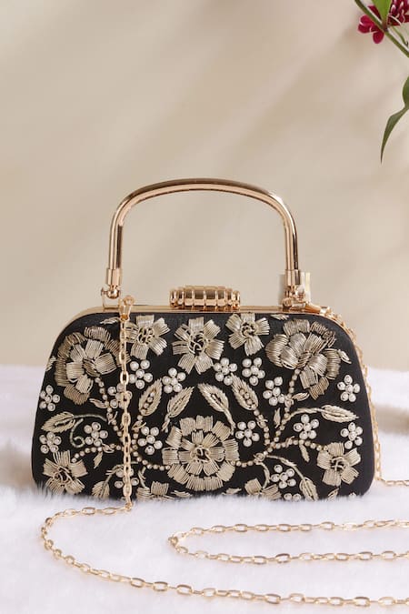Nazaakat By Samara Singh Floral Embroidered Clutch