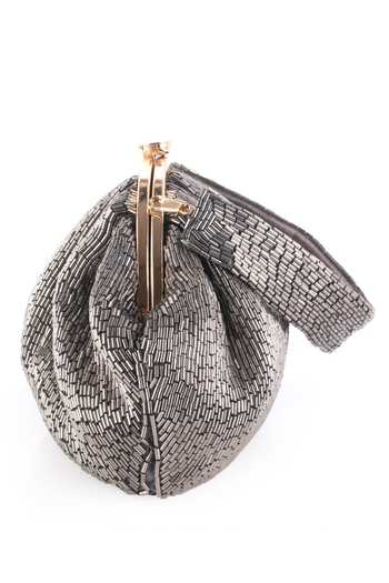 Buy Nazaakat By Samara Singh Silver Beads Batua Bag Buy_Nazaakat By Samara Singh_Silver Beads Batua Bag