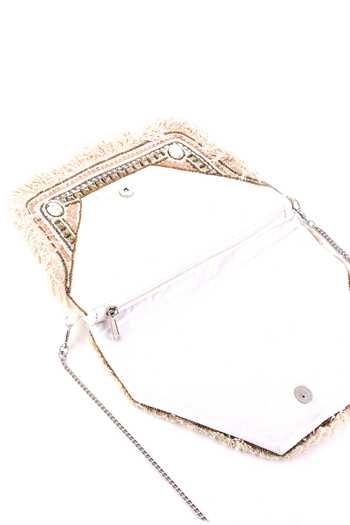 Buy_Nazaakat By Samara Singh_Off White Beads, Sequins, Stones Fringe And Embellished Boho Bag _Online_at_Aza_Fashions
