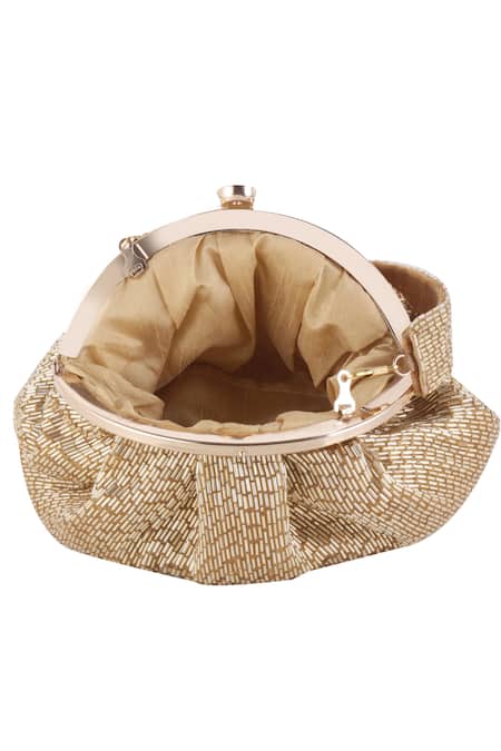 Nazaakat By Samara Singh_Gold Beads Batua Bag _Online_at_Aza_Fashions