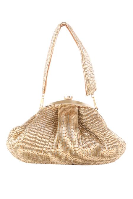 Buy_Nazaakat By Samara Singh_Gold Beads Batua Bag _Online_at_Aza_Fashions